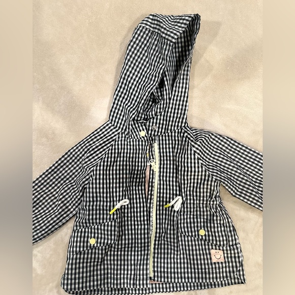 Zara Smiley Happy Collection, Size 9 - 12 Months, Checked Hooded Rain Jacket - Picture 2 of 8
